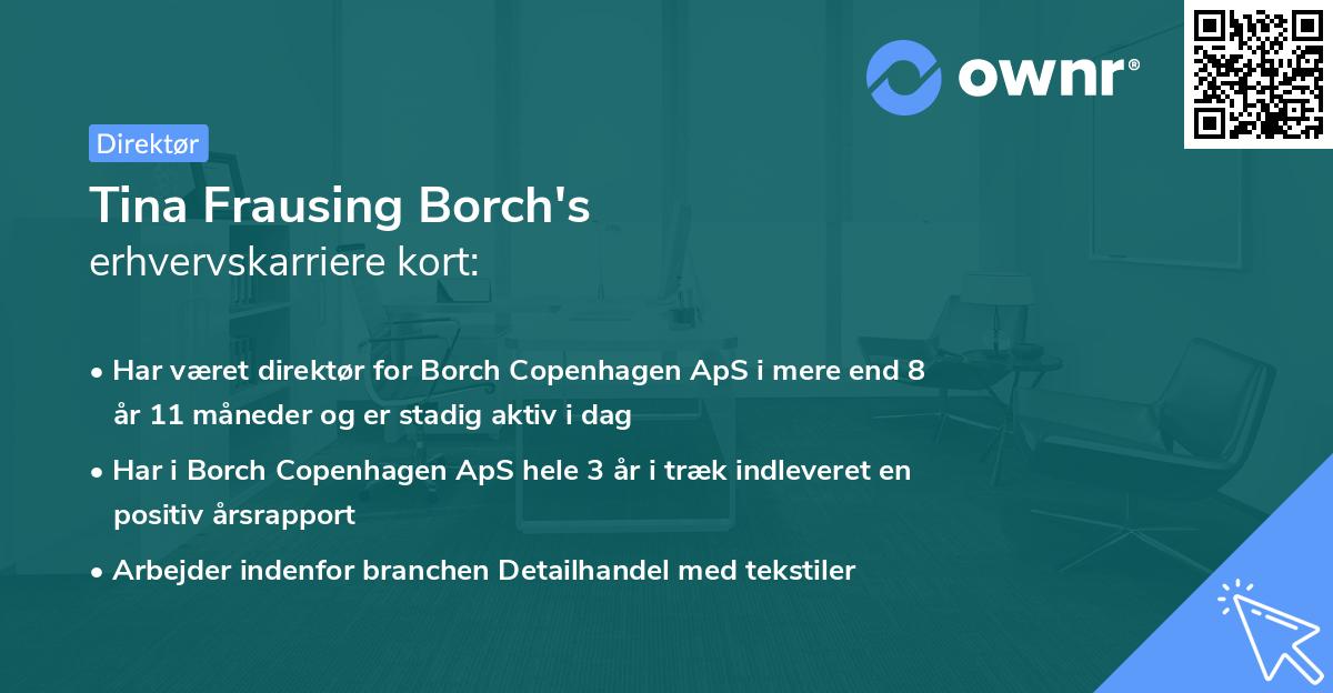 Tina Frausing Borch's erhvervskarriere kort