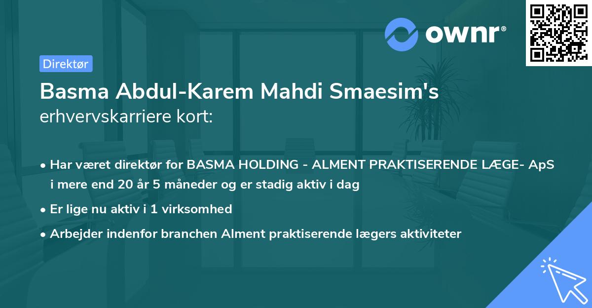Basma Abdul-Karem Mahdi Smaesim's erhvervskarriere kort