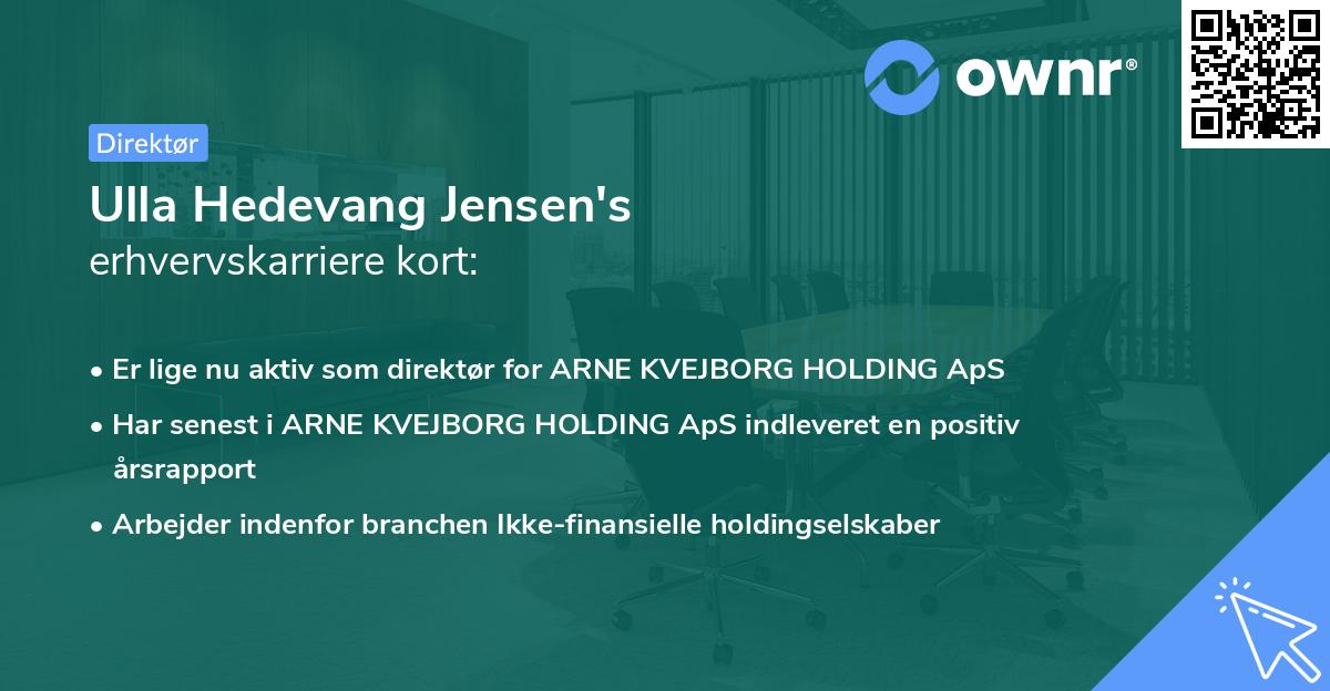 Ulla Hedevang Jensen's erhvervskarriere kort