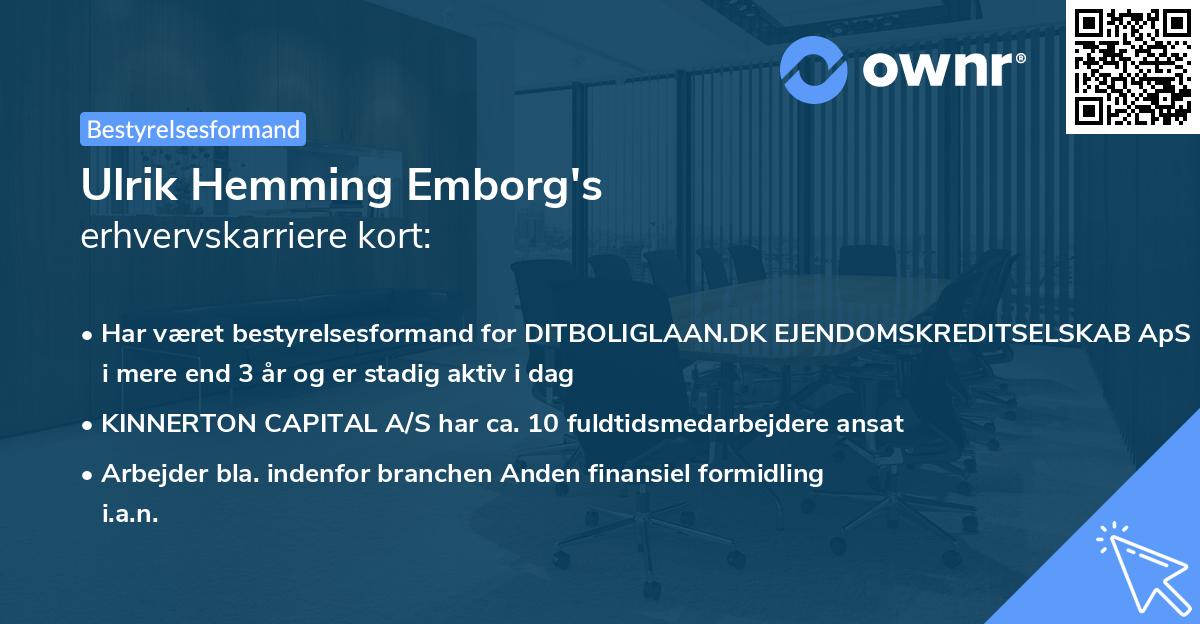 Ulrik Hemming Emborg's erhvervskarriere kort