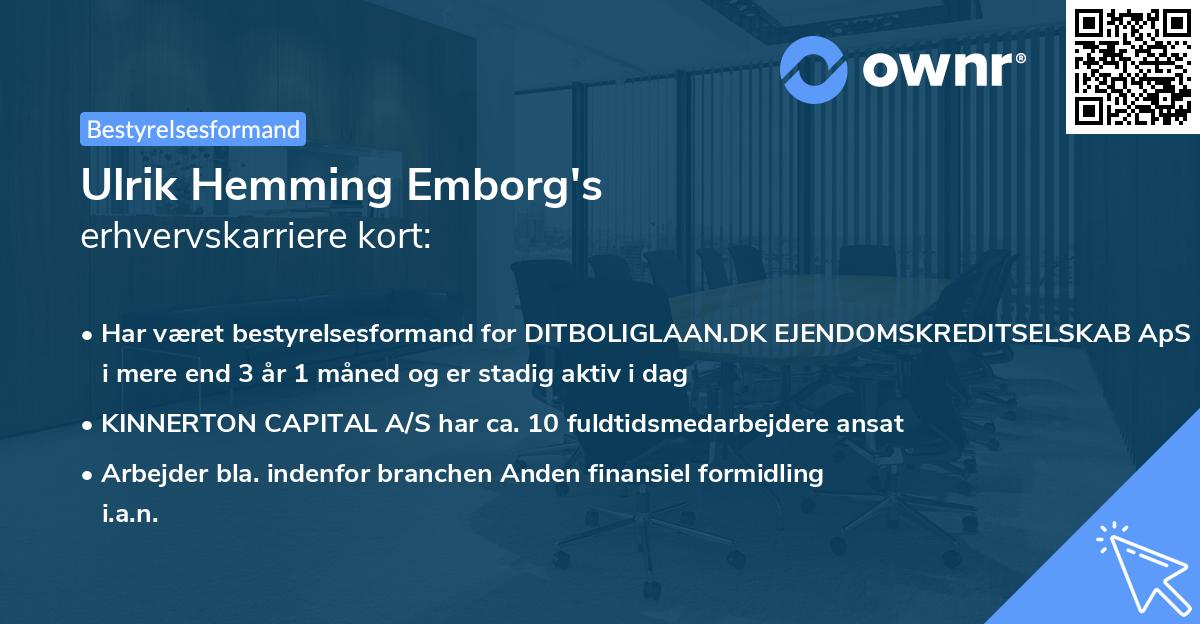 Ulrik Hemming Emborg's erhvervskarriere kort