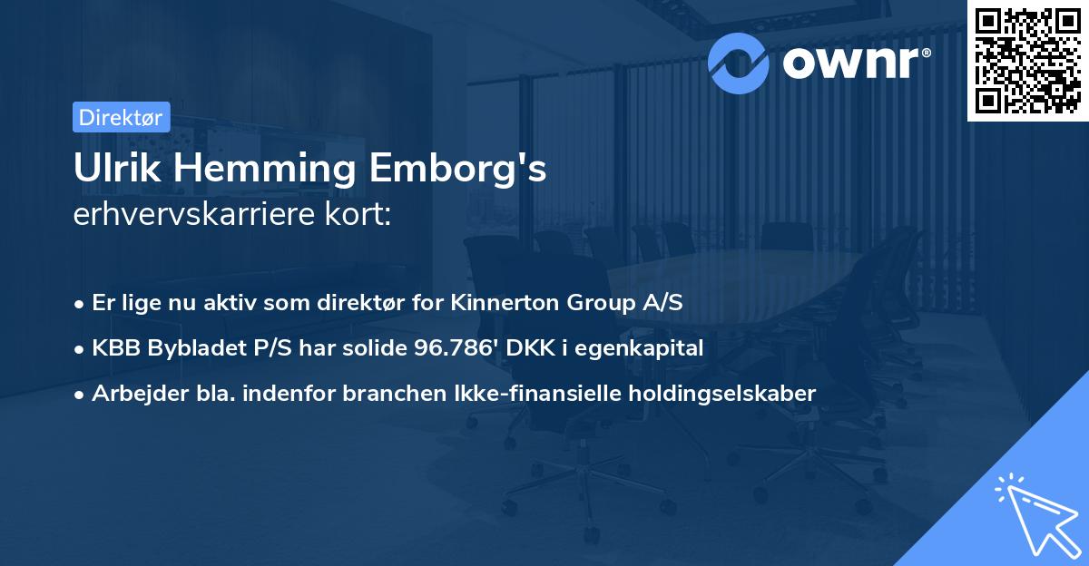 Ulrik Hemming Emborg's erhvervskarriere kort