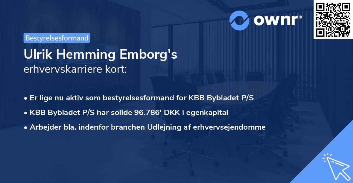 Ulrik Hemming Emborg's erhvervskarriere kort
