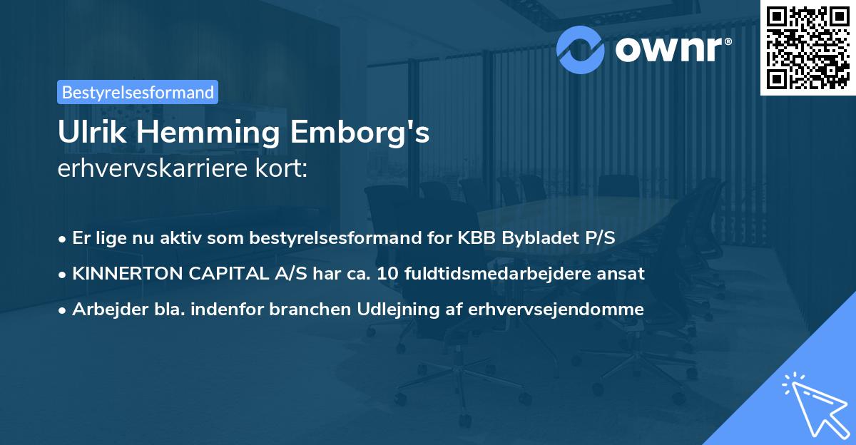 Ulrik Hemming Emborg's erhvervskarriere kort