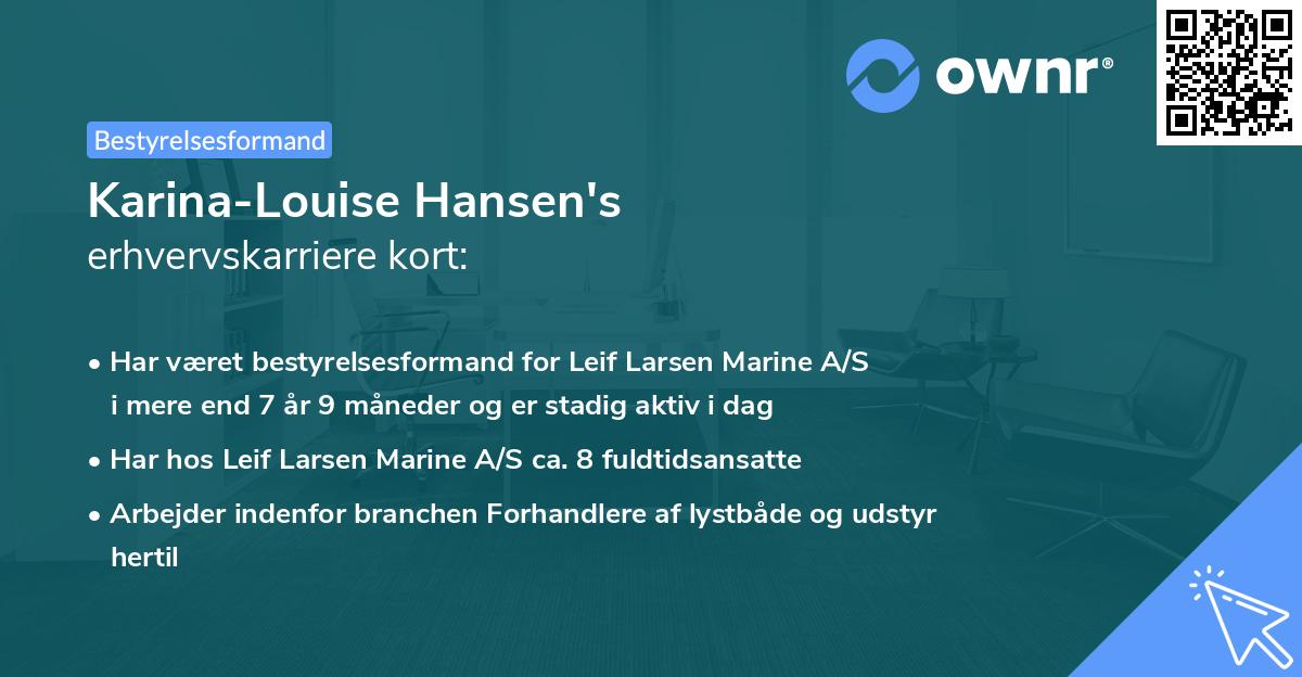 Karina-Louise Hansen's erhvervskarriere kort