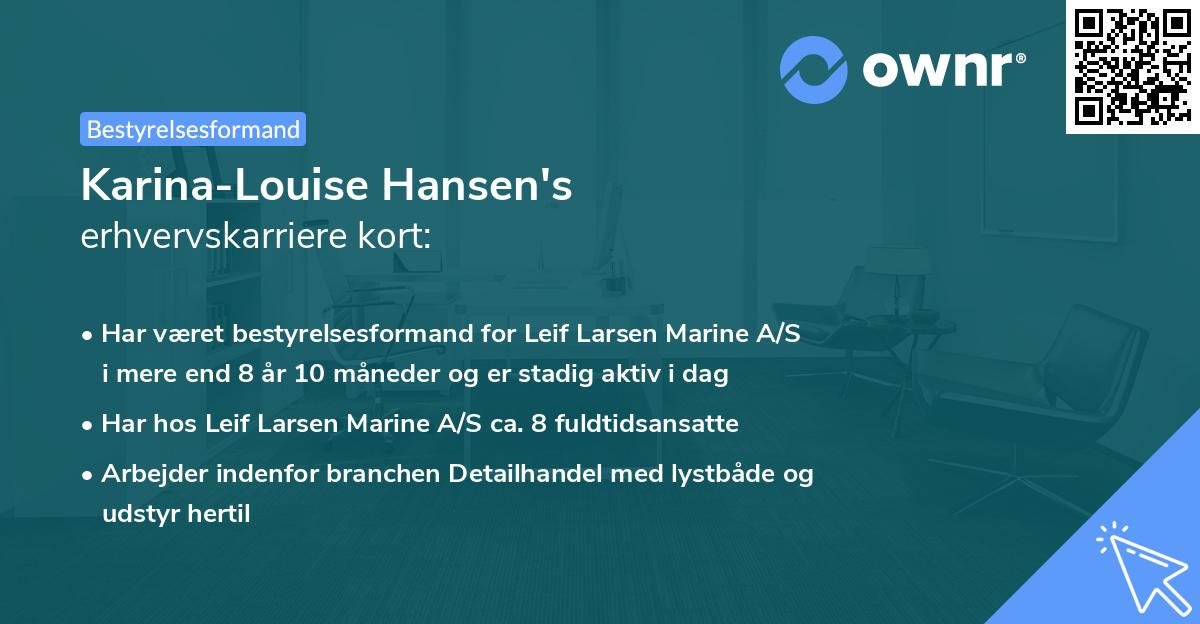 Karina-Louise Hansen's erhvervskarriere kort