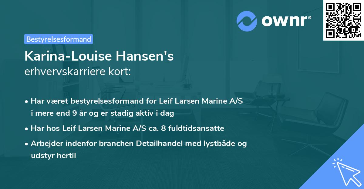 Karina-Louise Hansen's erhvervskarriere kort