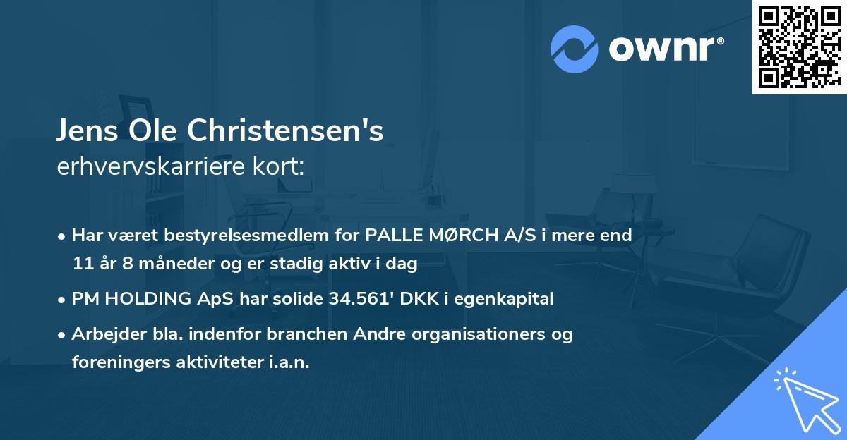 Jens Ole Christensen's erhvervskarriere kort