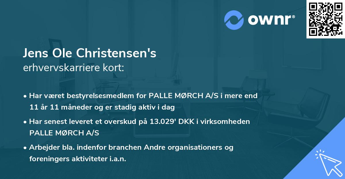 Jens Ole Christensen's erhvervskarriere kort