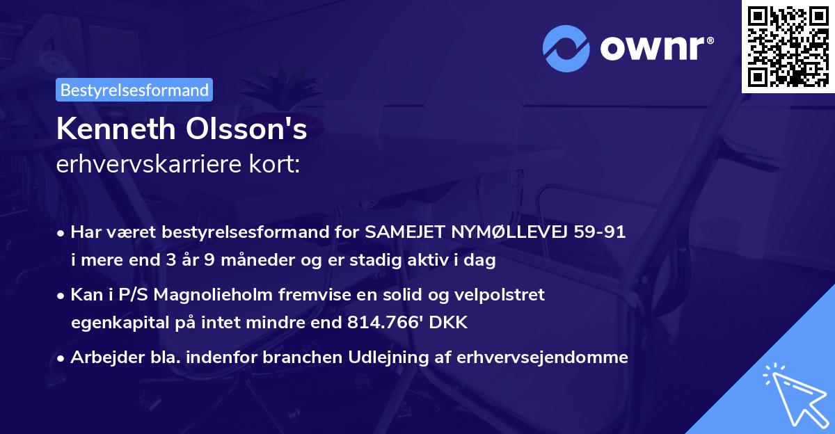 Kenneth Olsson's erhvervskarriere kort