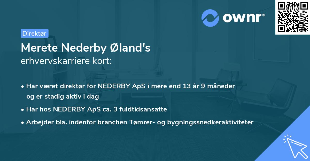 Merete Nederby Øland's erhvervskarriere kort