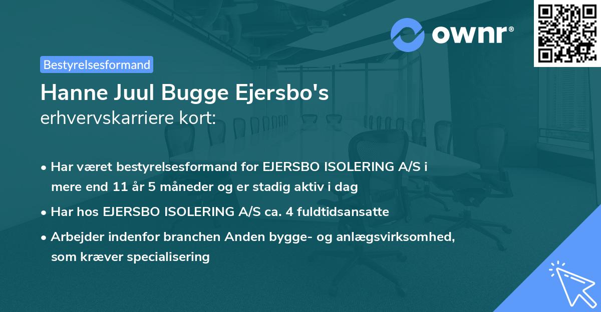 Hanne Juul Bugge Ejersbo's erhvervskarriere kort