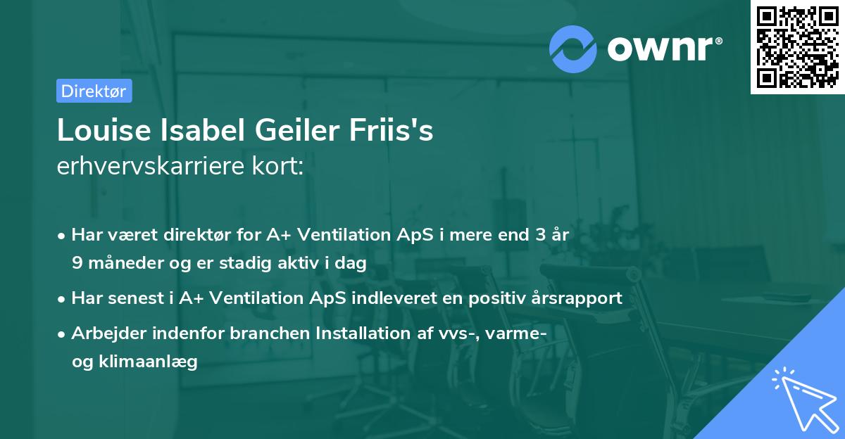 Louise Isabel Geiler Friis's erhvervskarriere kort