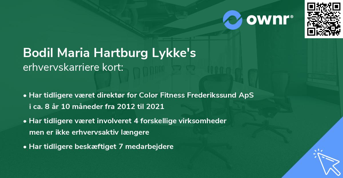 Bodil Maria Hartburg Lykke's erhvervskarriere kort