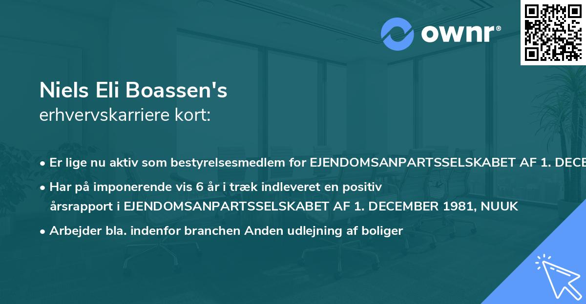 Niels Eli Boassen's erhvervskarriere kort