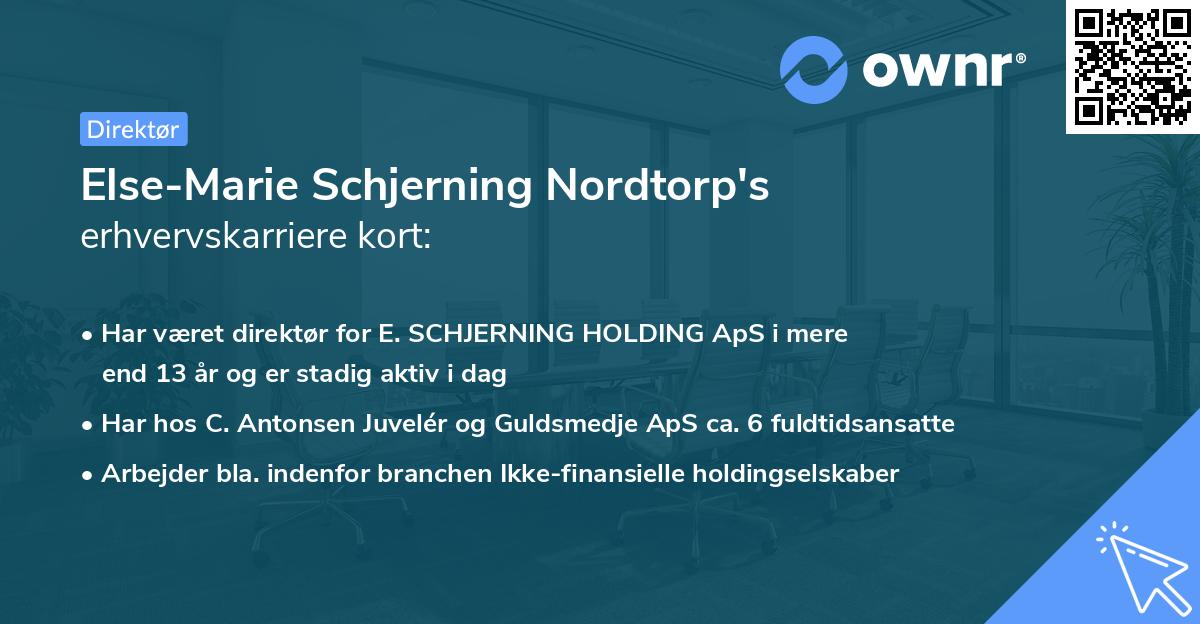 Else-Marie Schjerning Nordtorp's erhvervskarriere kort