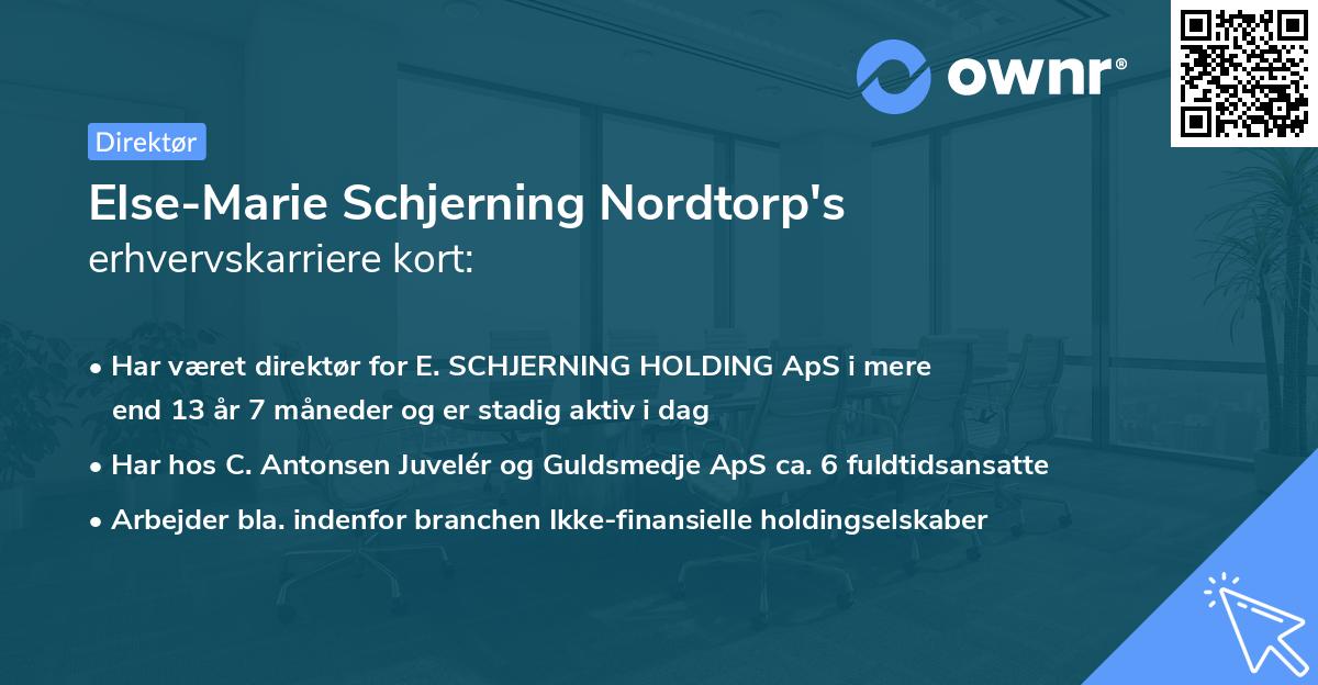 Else-Marie Schjerning Nordtorp's erhvervskarriere kort