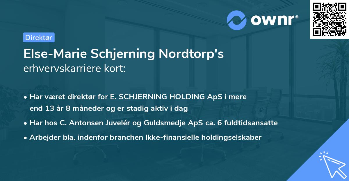 Else-Marie Schjerning Nordtorp's erhvervskarriere kort