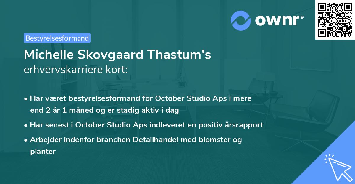 Michelle Skovgaard Thastum's erhvervskarriere kort