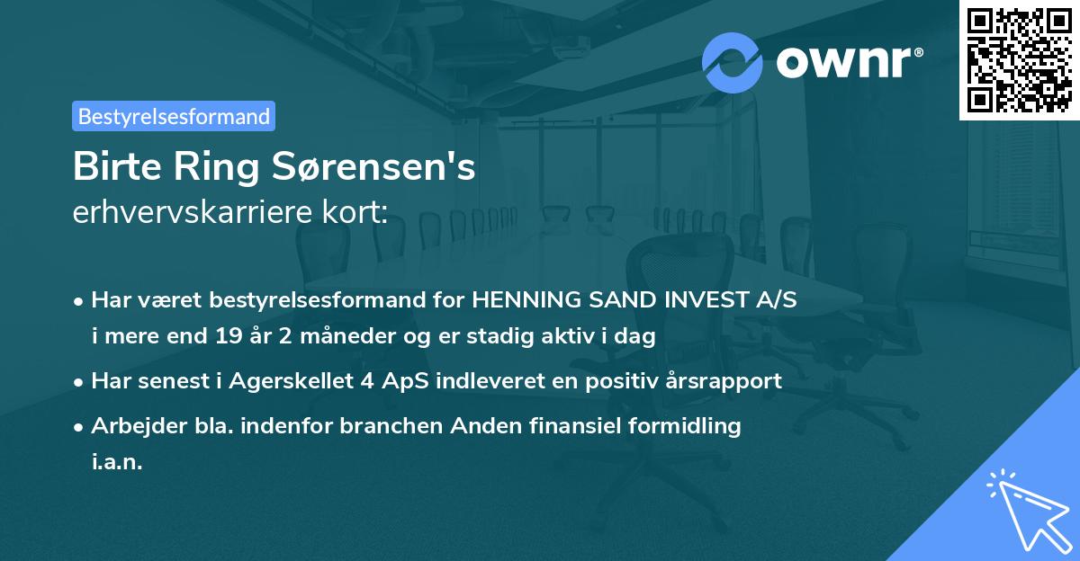 Birte Ring Sørensen's erhvervskarriere kort