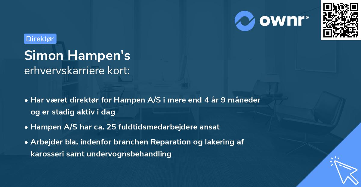 Simon Hampen's erhvervskarriere kort