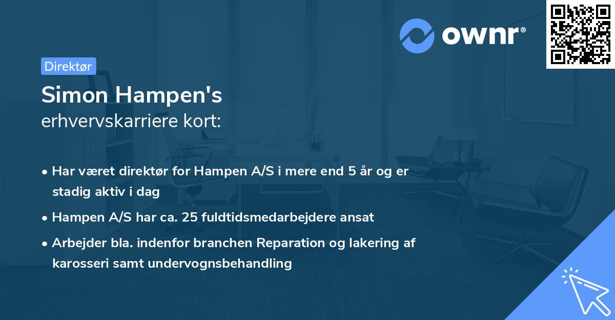 Simon Hampen's erhvervskarriere kort