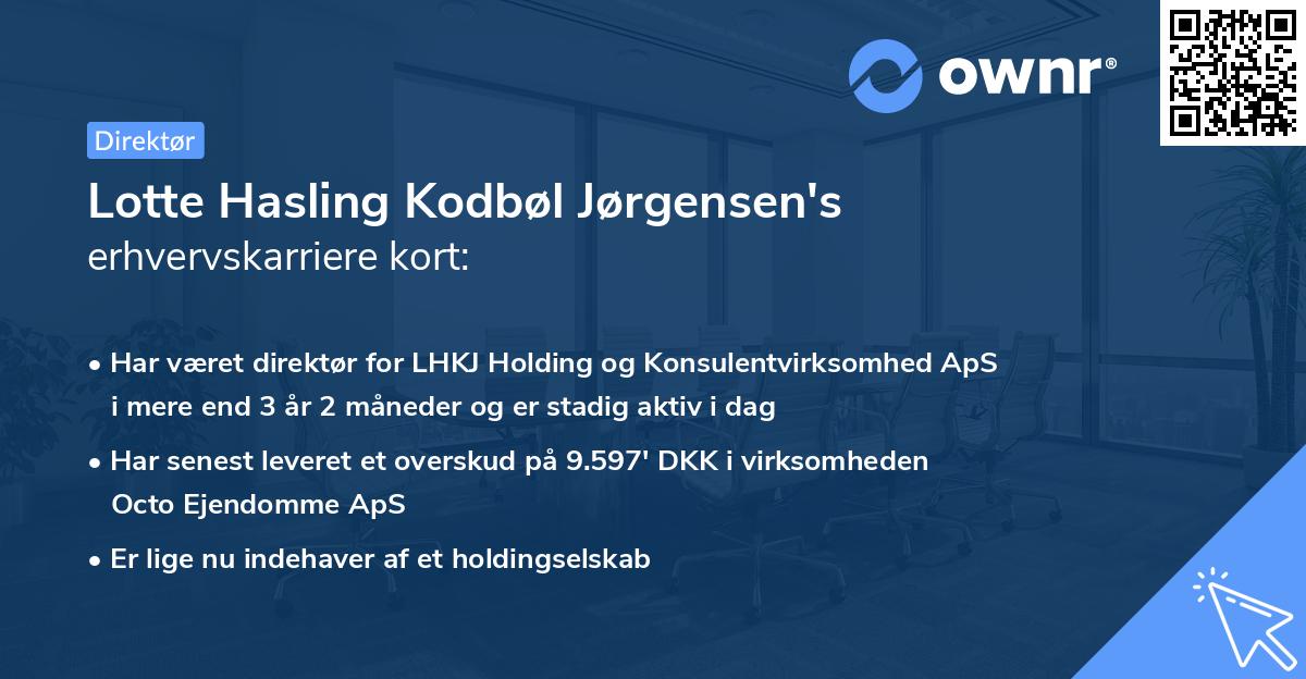 Lotte Hasling Kodbøl Jørgensen's erhvervskarriere kort