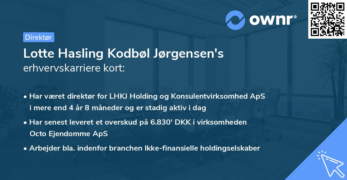 Lotte Hasling Kodbøl Jørgensen's erhvervskarriere kort