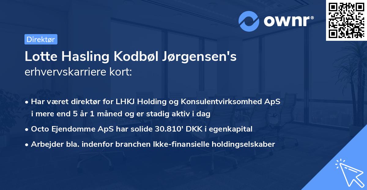 Lotte Hasling Kodbøl Jørgensen's erhvervskarriere kort