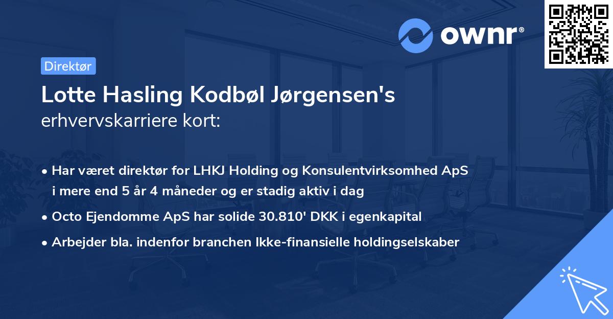 Lotte Hasling Kodbøl Jørgensen's erhvervskarriere kort
