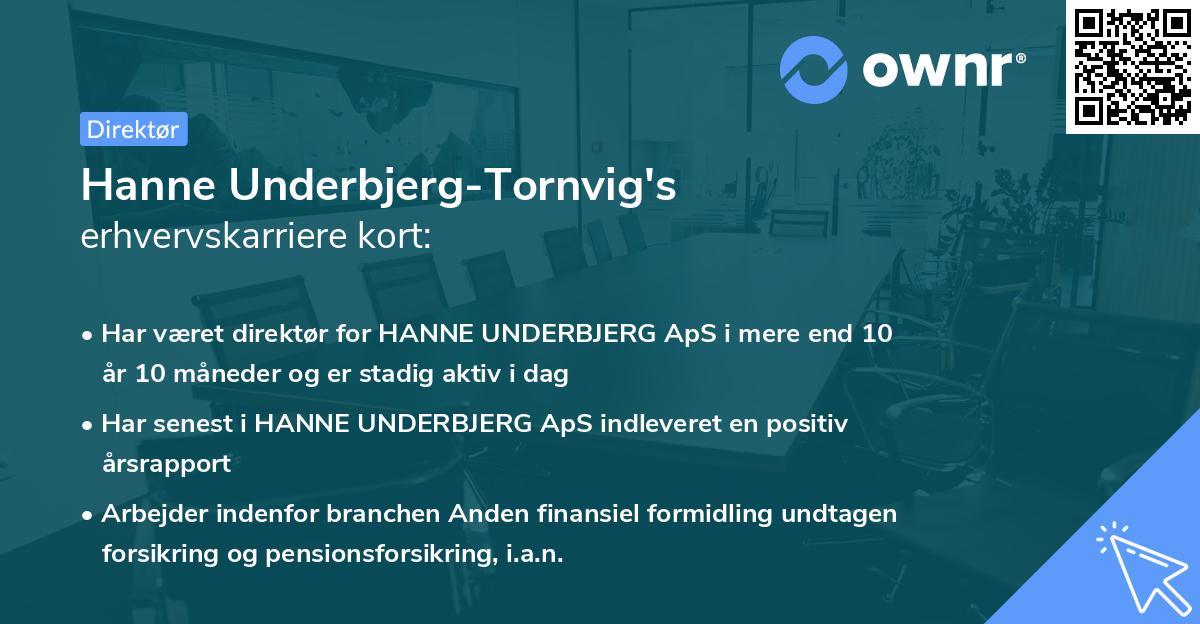 Hanne Underbjerg-Tornvig's erhvervskarriere kort