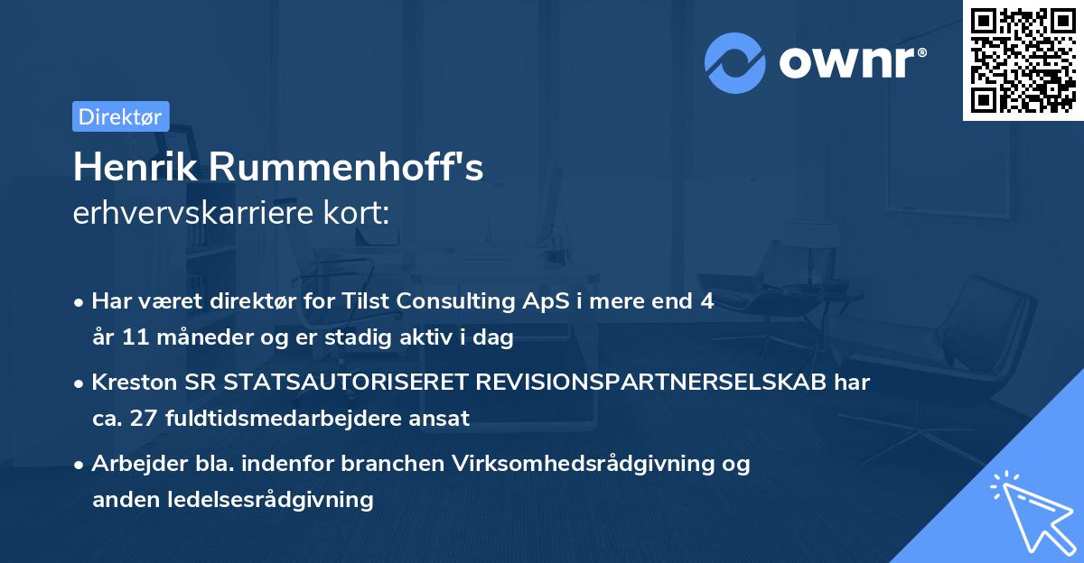 Henrik Rummenhoff's erhvervskarriere kort