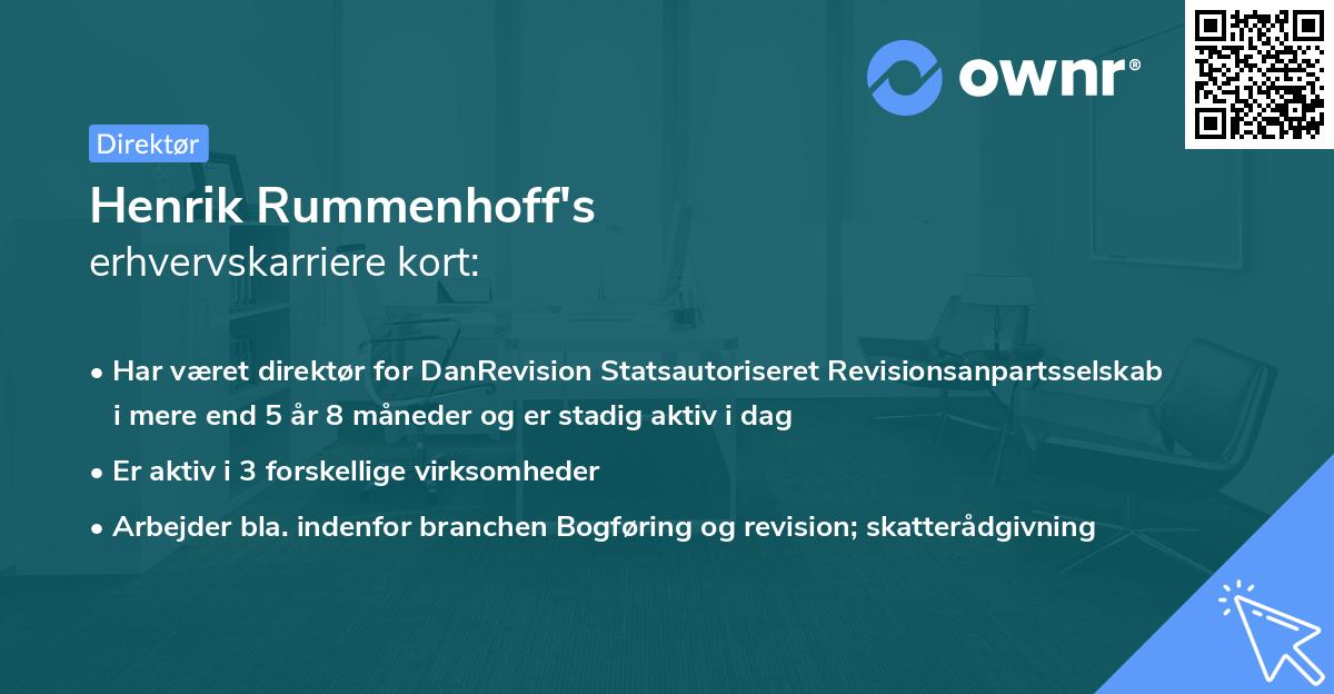 Henrik Rummenhoff's erhvervskarriere kort