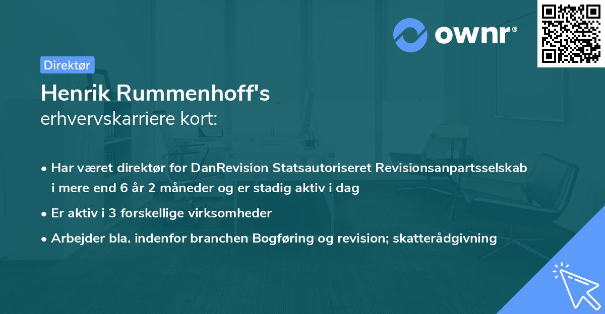 Henrik Rummenhoff's erhvervskarriere kort