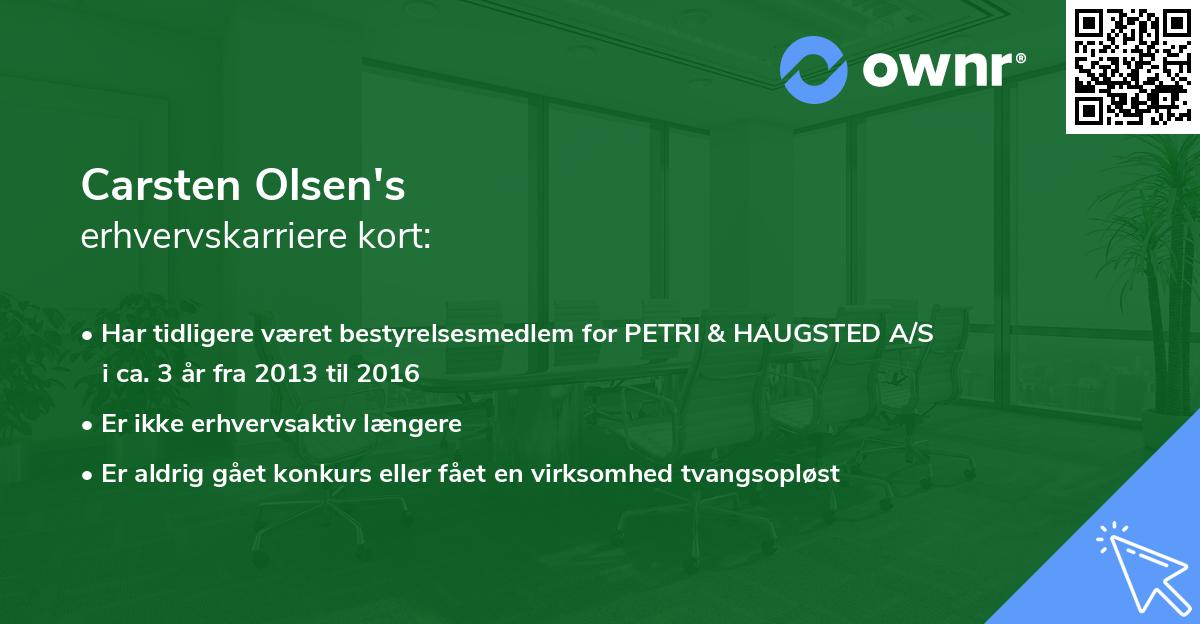 Carsten Olsen's erhvervskarriere kort