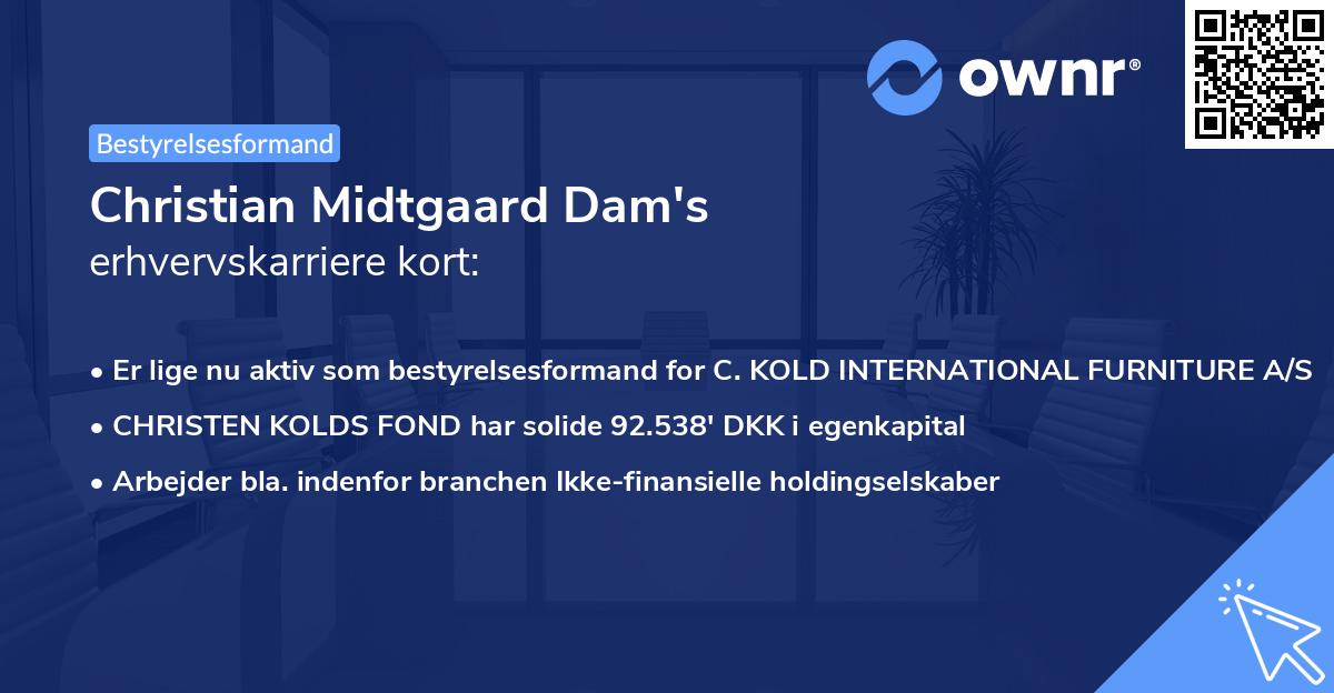 Christian Midtgaard Dam's erhvervskarriere kort