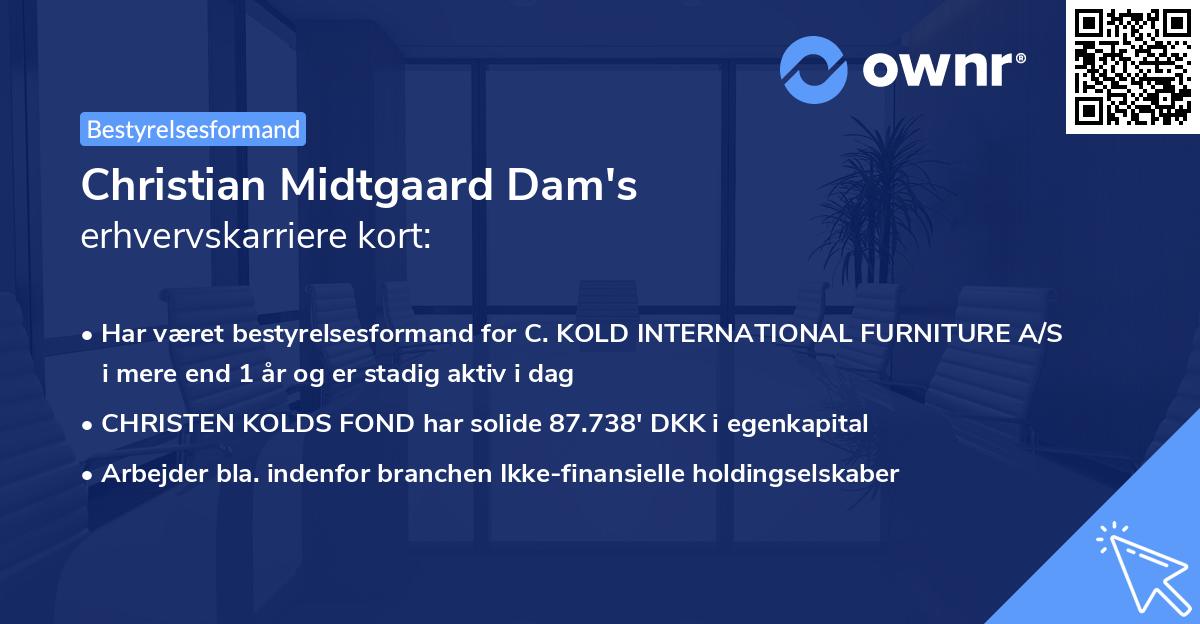 Christian Midtgaard Dam's erhvervskarriere kort