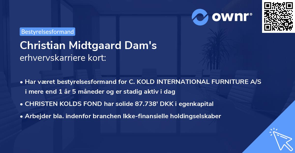 Christian Midtgaard Dam's erhvervskarriere kort