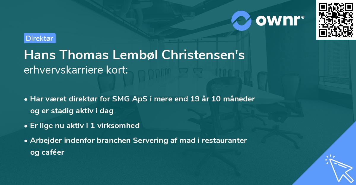 Hans Thomas Lembøl Christensen's erhvervskarriere kort