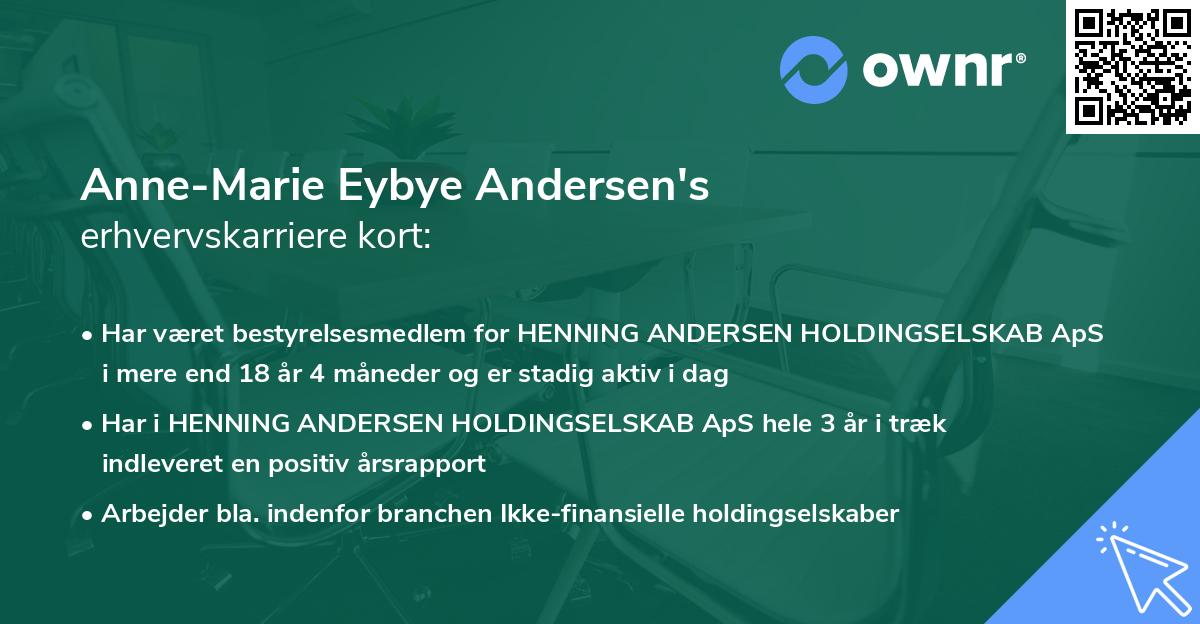 Anne-Marie Eybye Andersen's erhvervskarriere kort