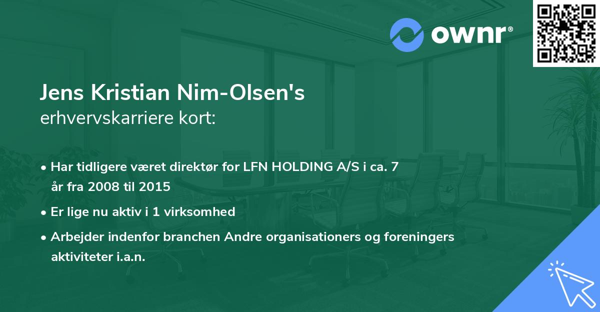 Jens Kristian Nim-Olsen's erhvervskarriere kort