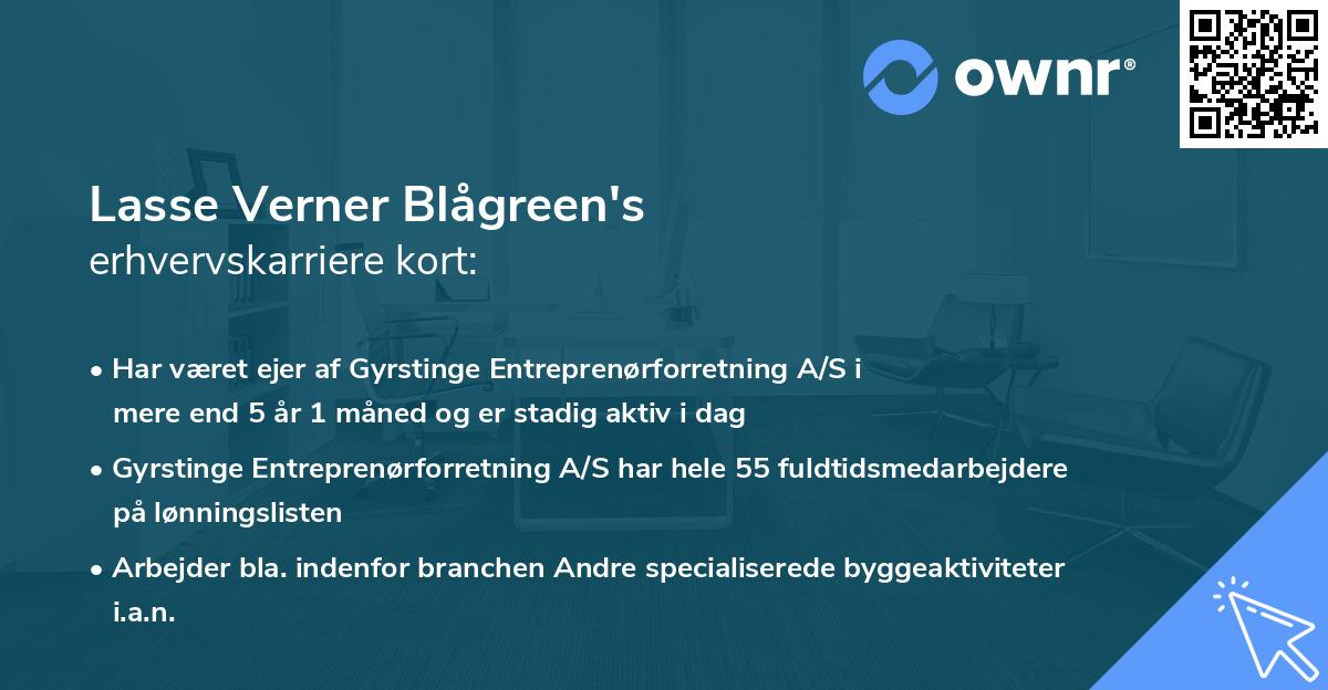 Lasse Verner Blågreen's erhvervskarriere kort