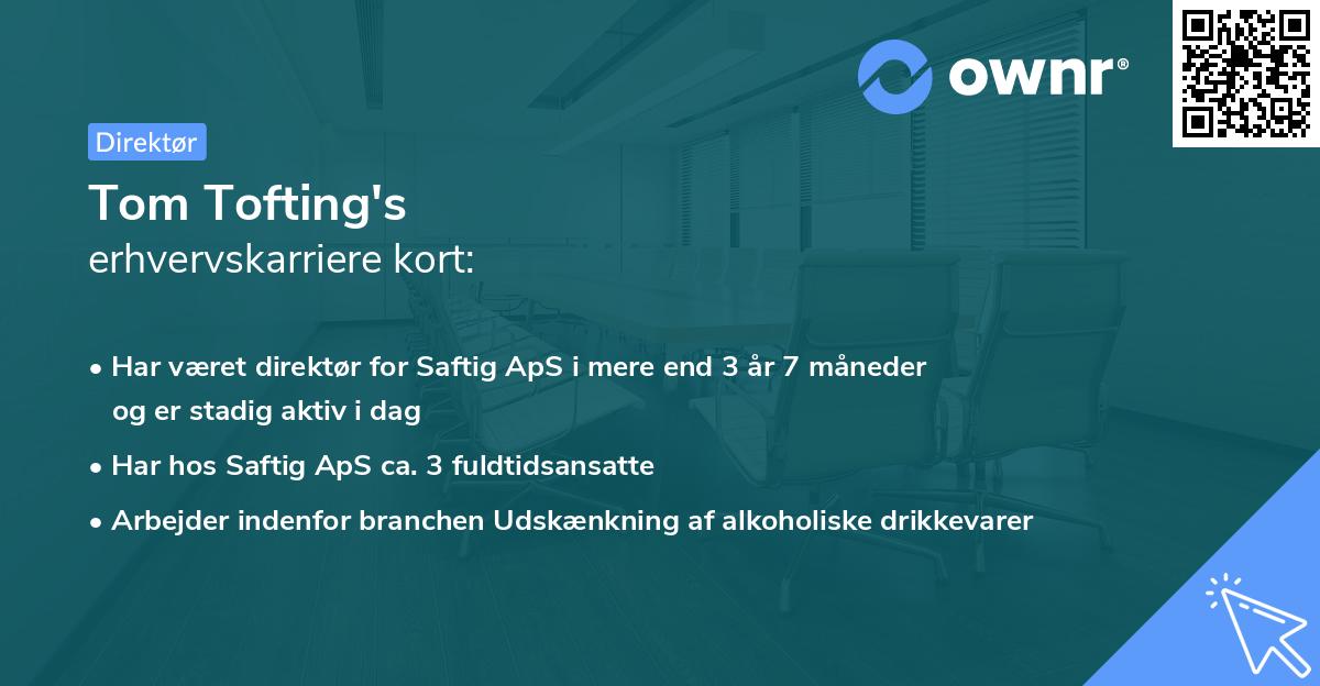 Tom Tofting's erhvervskarriere kort