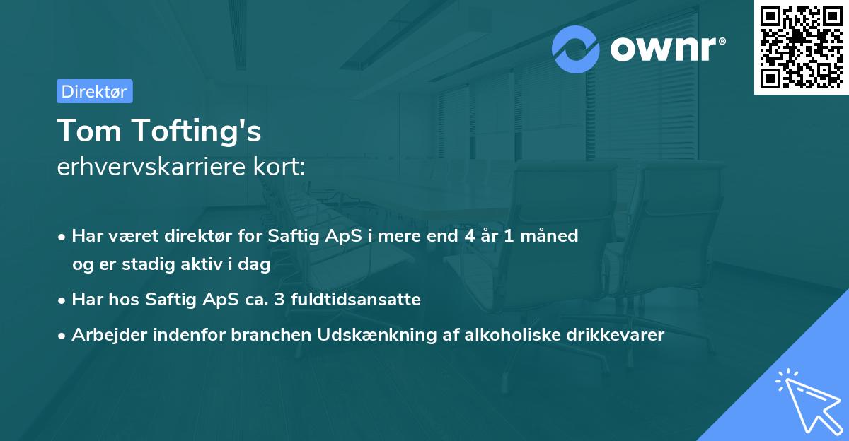 Tom Tofting's erhvervskarriere kort