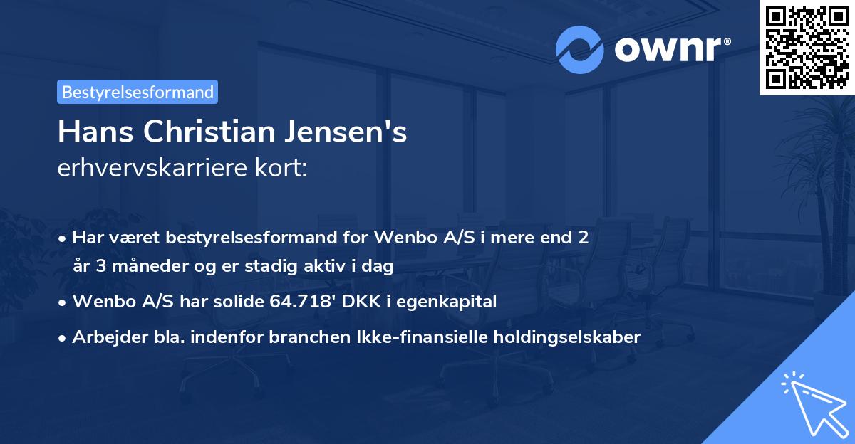 Hans Christian Jensen's erhvervskarriere kort