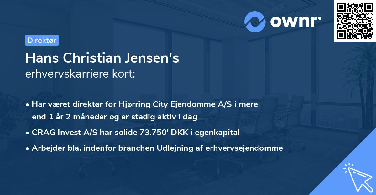Hans Christian Jensen's erhvervskarriere kort