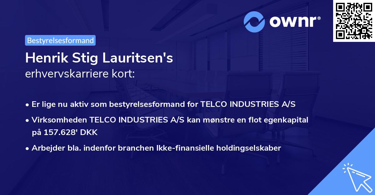 Henrik Stig Lauritsen's erhvervskarriere kort