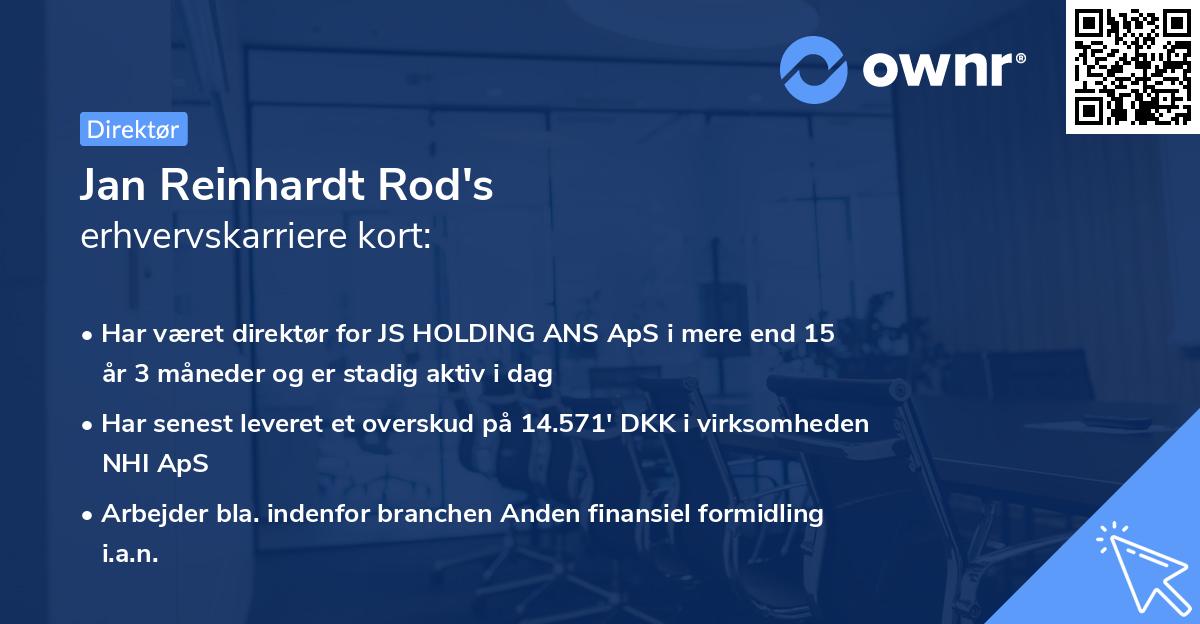 Jan Reinhardt Rod's erhvervskarriere kort