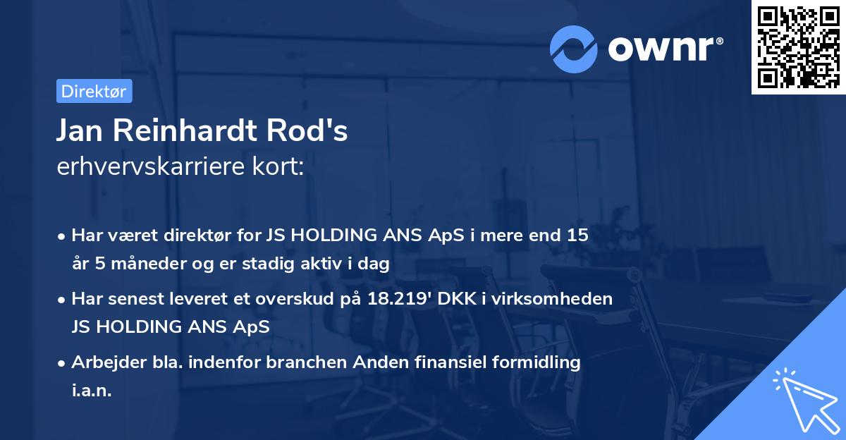Jan Reinhardt Rod's erhvervskarriere kort