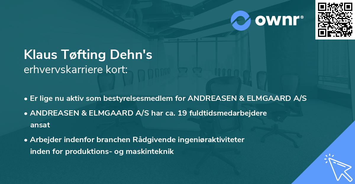 Klaus Tøfting Dehn's erhvervskarriere kort